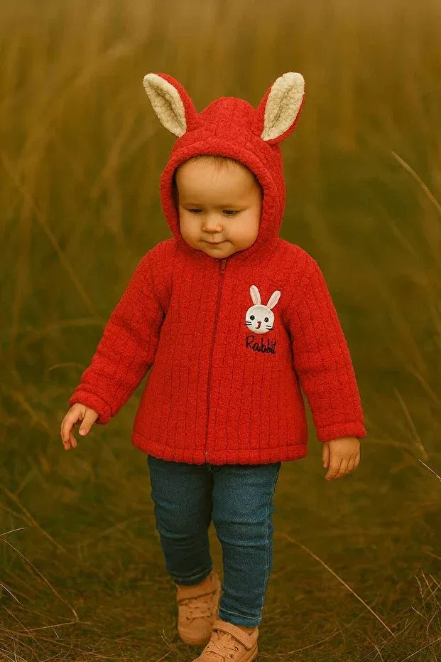 Детский кардиган с принтом Crocodile Patterned Aden Kids, Square Rabbit Red