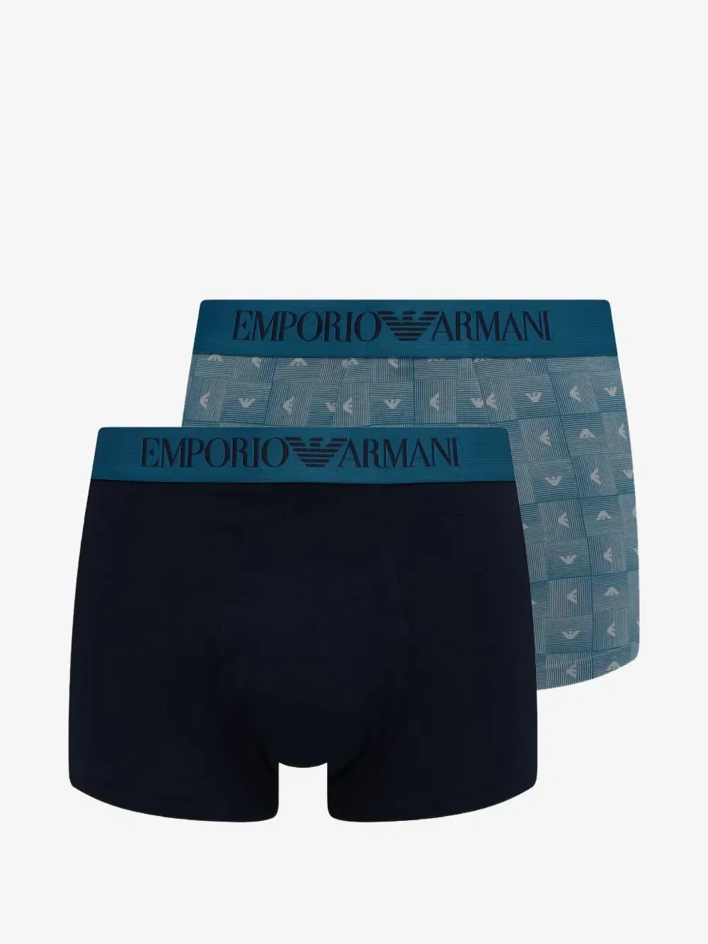 Боксеры с логотипом на поясе (комплект из двух штук) EMPORIO ARMANI, синий