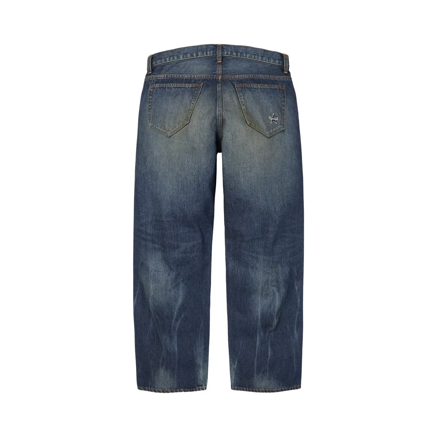 Джинсы свободного кроя Supreme Distressed Loose Fit Selvedge Jean, Washed Indigo — фото 2