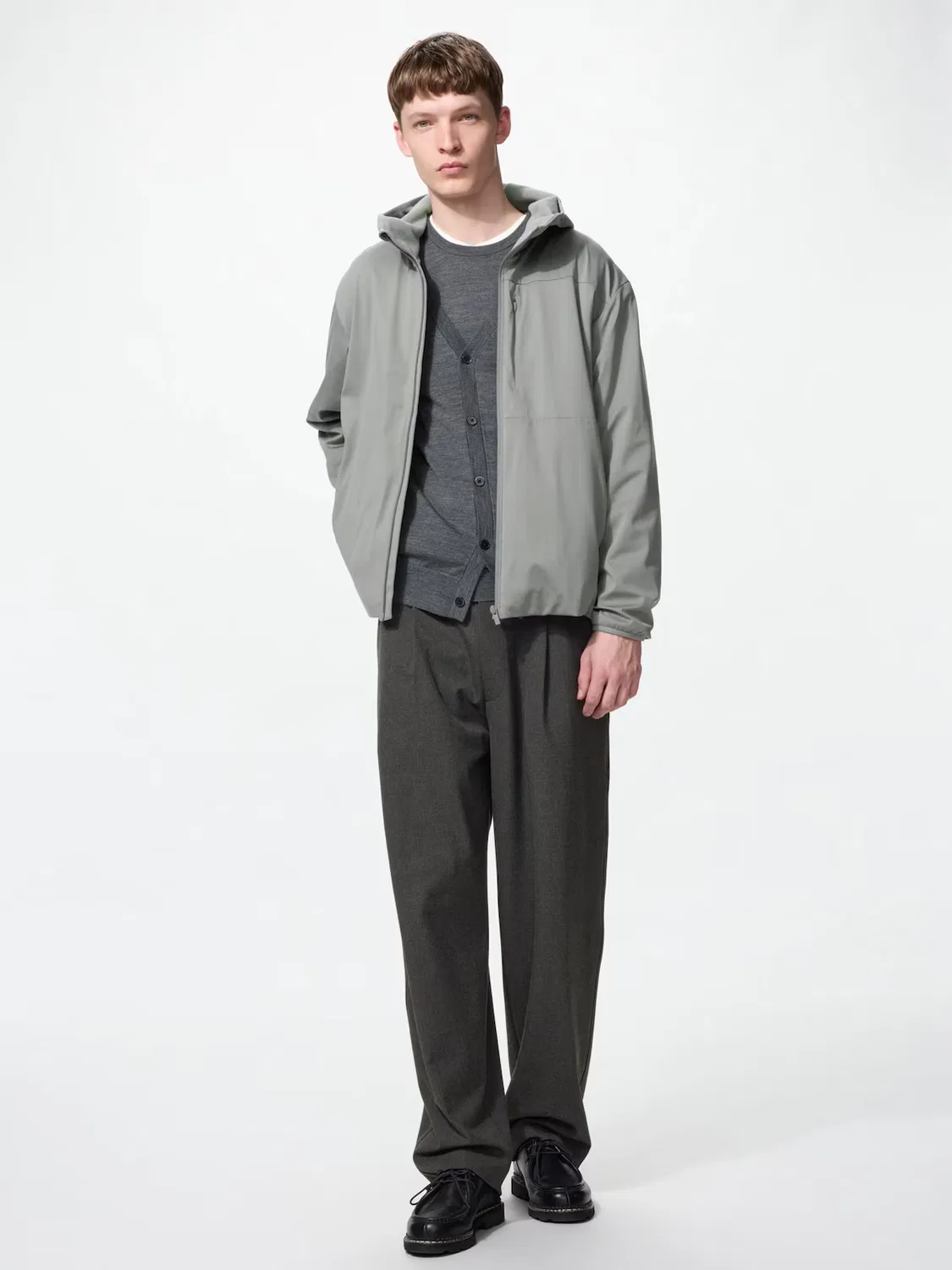 Парка флисовая ветрозащитная Uniqlo, на молнии, темно-синий — фото 2