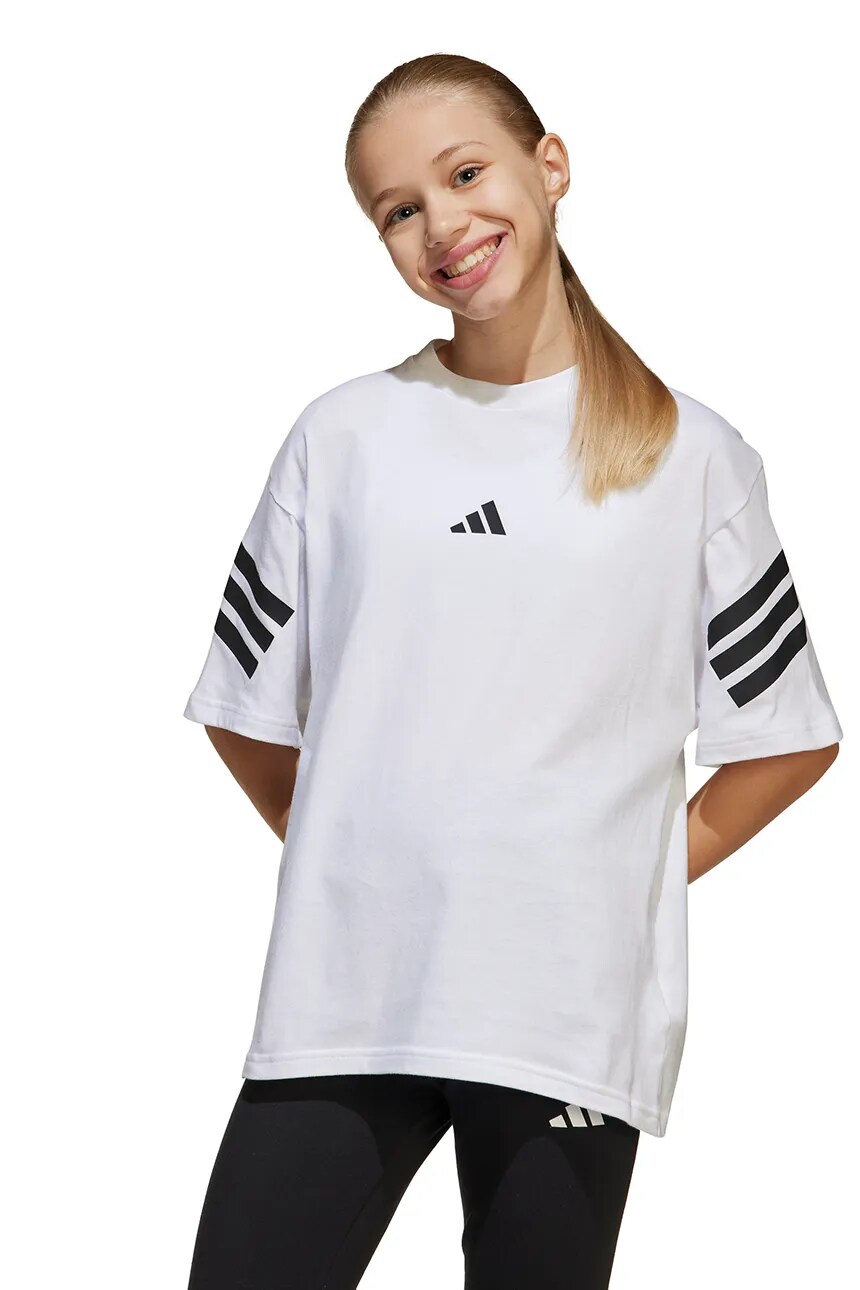 Футболка детская хлопковая Adidas, белый — фото 2