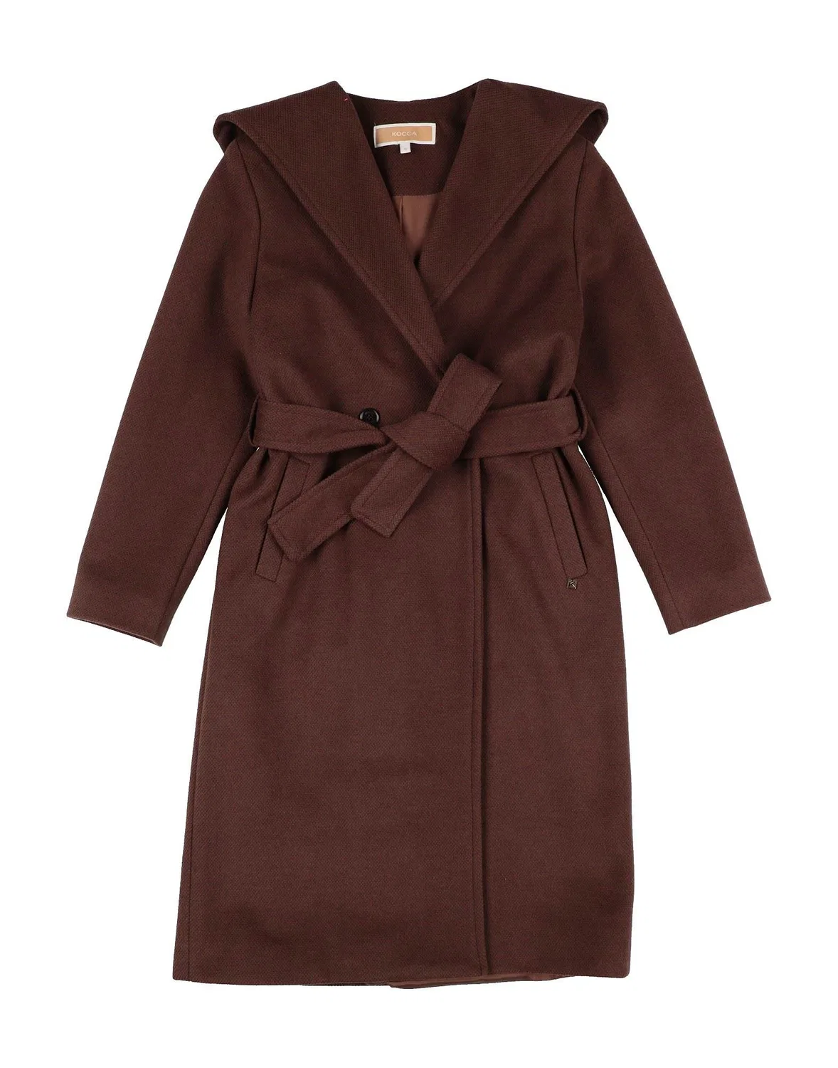 Детское пальто для девочек двубортное с капюшоном Brushed-Felt Kocca, шоколадный