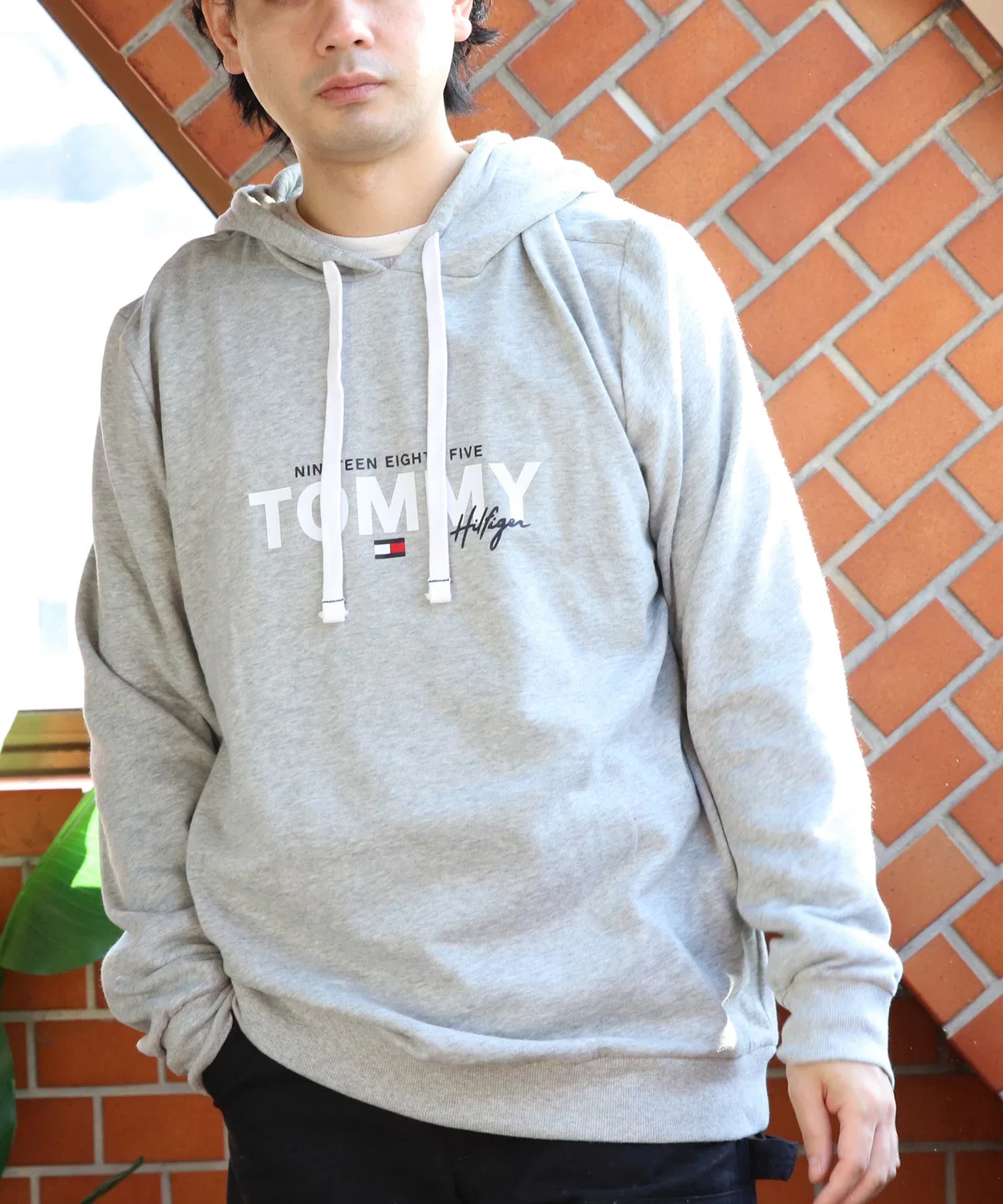 Мужское худи с длинным рукавомс принтом TOMMY HILFIGER, Серый — фото 3