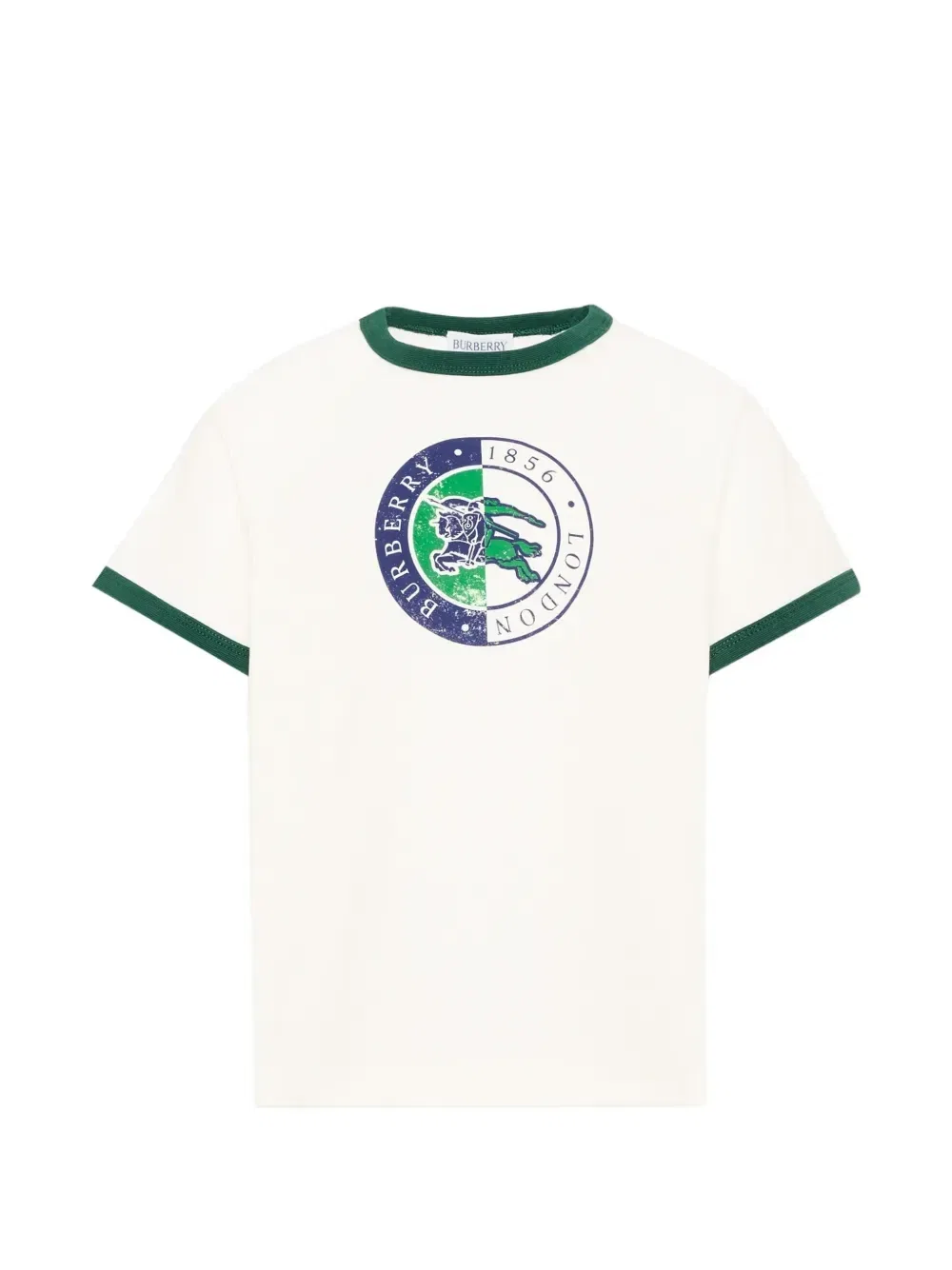 Футболка с логотипом и контрастной окантовкой Burberry Kids, белый