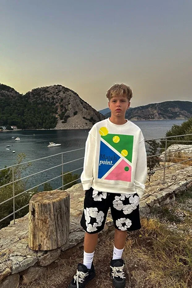 Детские оверсайз-свитшот для девочек с принтом Match Point Printed, Gia - Art, White — фото 2