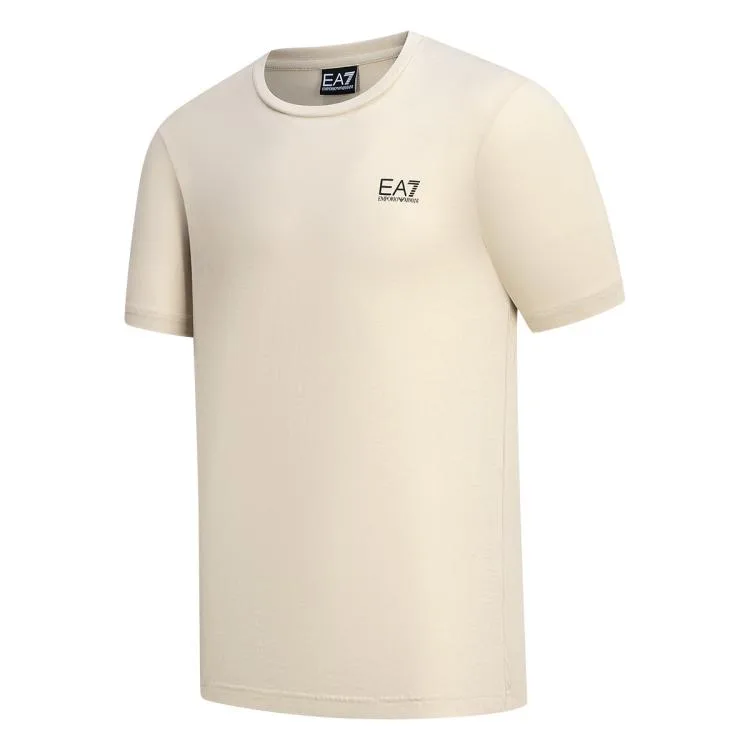 EMPORIO ARMANI Футболка Unisex Beige Yellow Crew Neck Moderate Straight Fit — фото 3