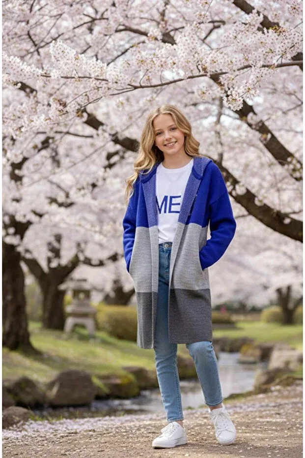 Детский кардиган для девочек с длинным рукавом Hilal Akıncı Kids, Navy Blue