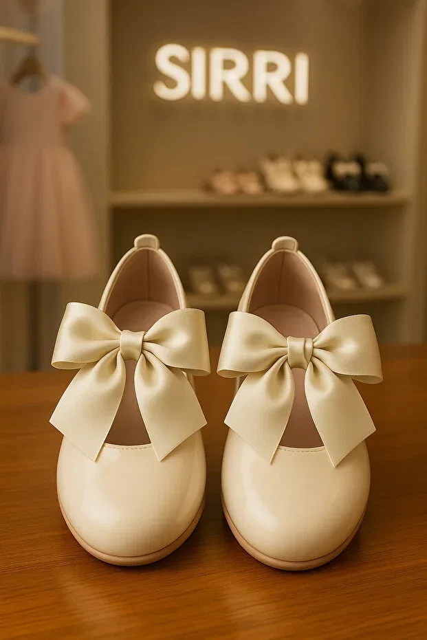 Детские балетки для девочек с бантом из искусственной кожи Sirri, Nude Color