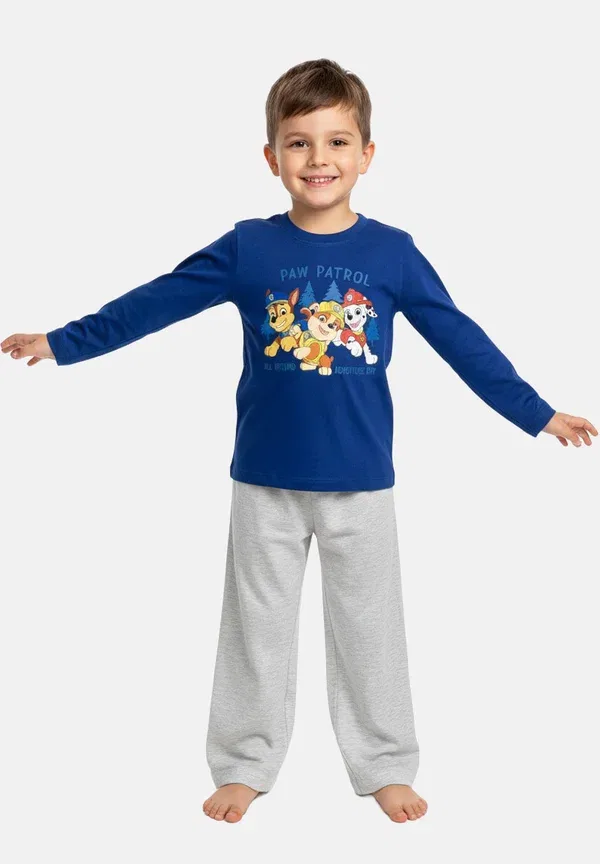 Пижама с принтом Paw Patrol из хлопка, длинный рукав, брюки, комплект, Paw Patrol, синий, серый
