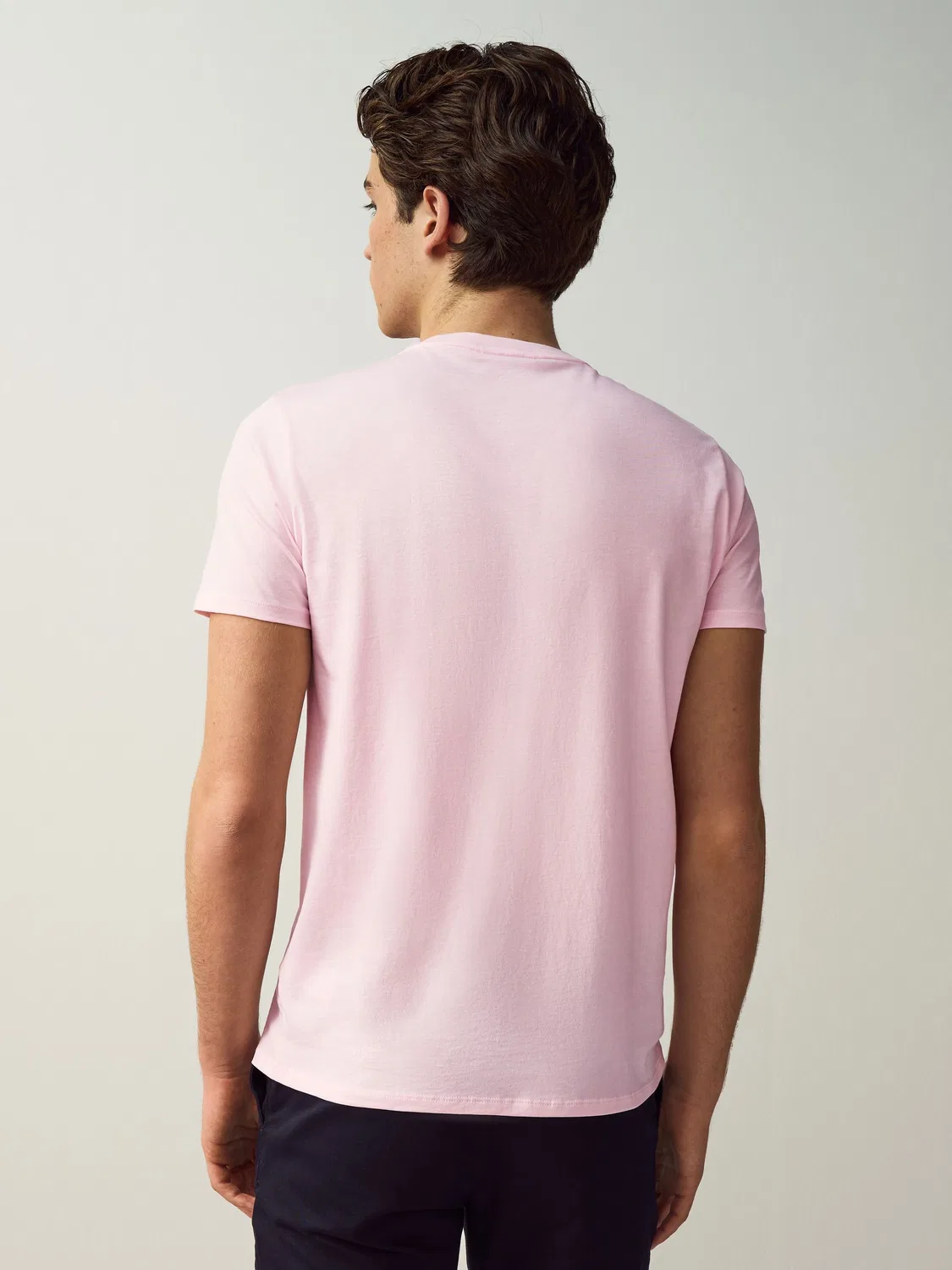 Lacoste Розовая хлопковая футболка с круглым вырезом и короткими рукавами — фото 2