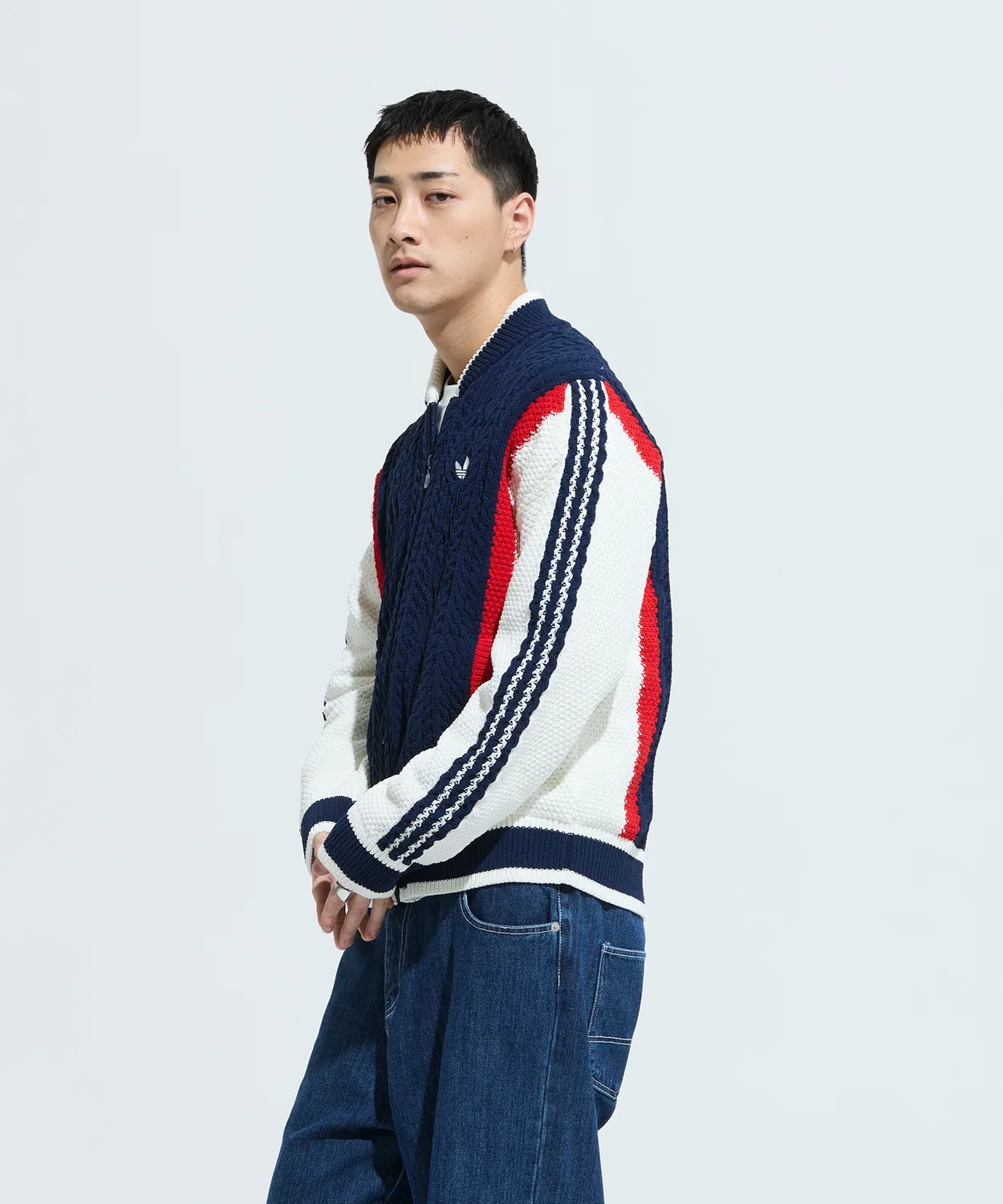 Женский кардиган свободного кроя с молнией Retro Remix Adidas, Синий — фото 2