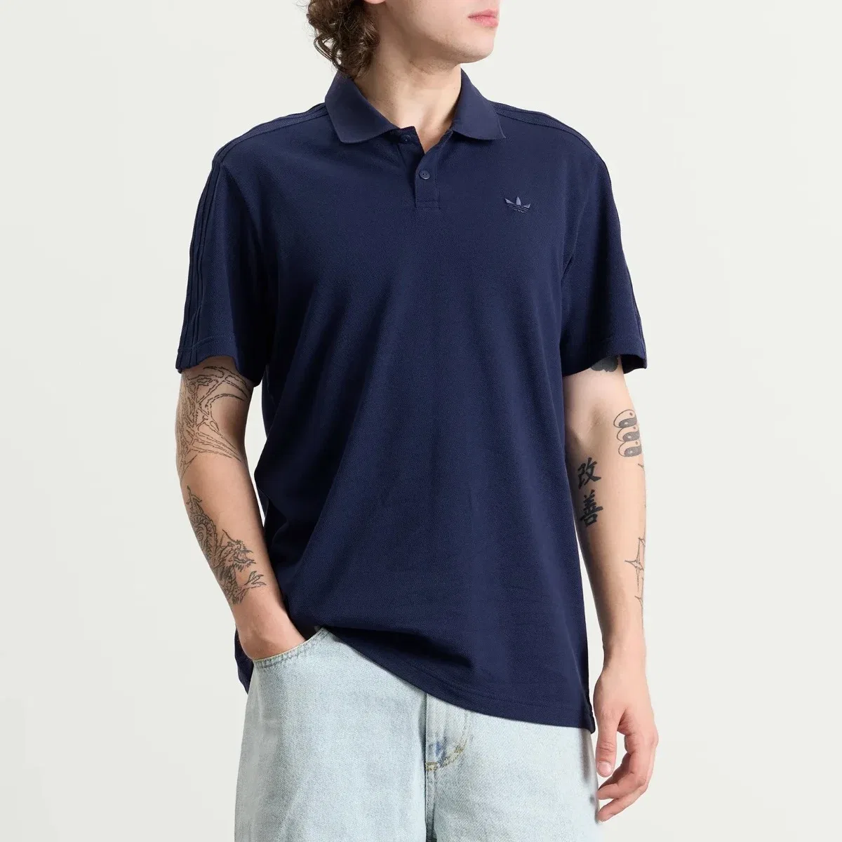 Мужское поло с пике и деталями 3-Stripe Adidas, Night Indigo — фото 2