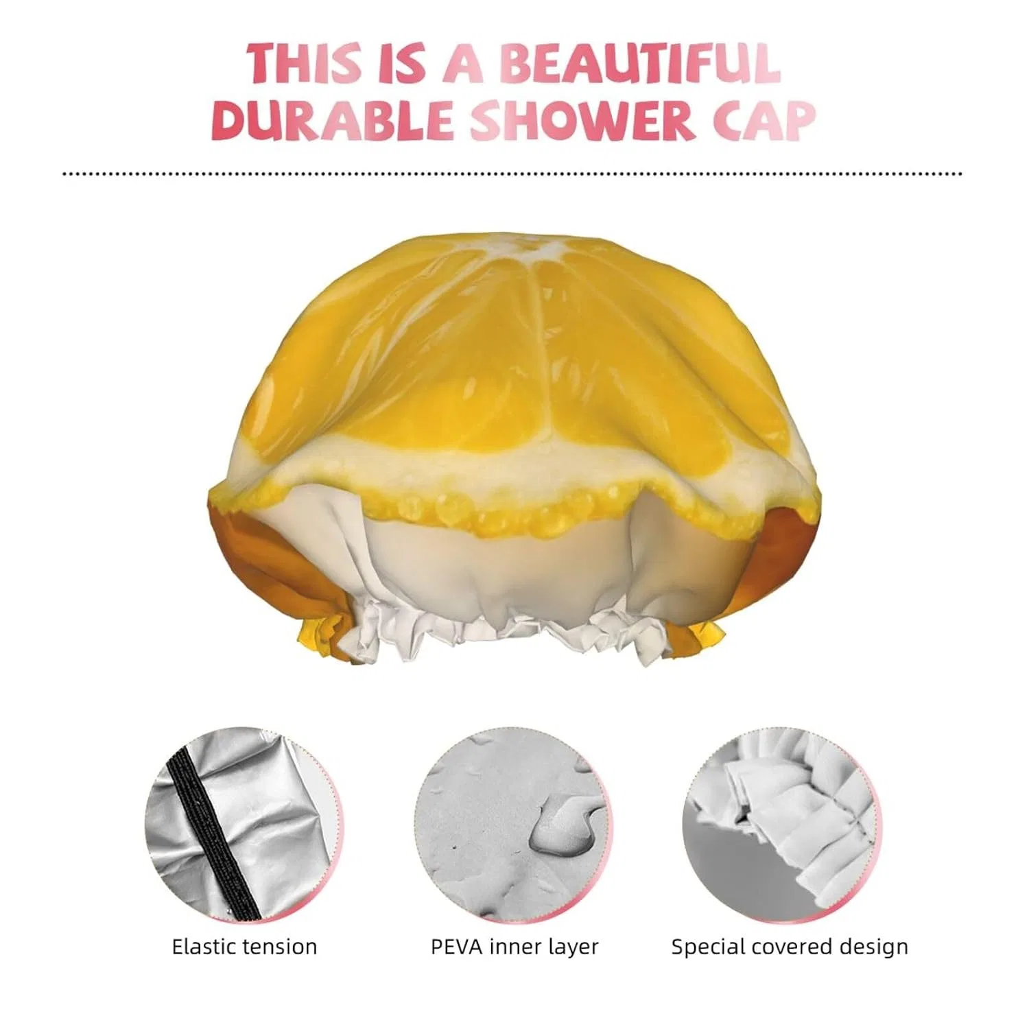 Двухслойная водонепроницаемая шапочка для душа Summer Lemon, XL, 68 г Nbsksdlk — фото 4
