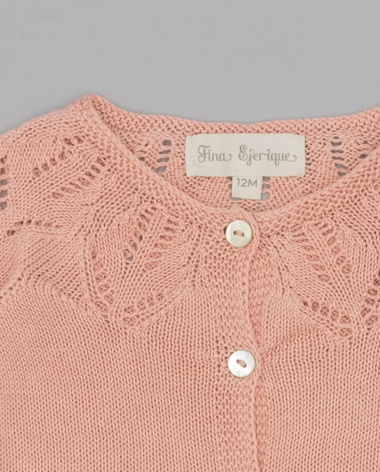 Детская вязаная куртка для девочек с ажурным узором Fina Ejerique, Rosa Pastel — фото 2