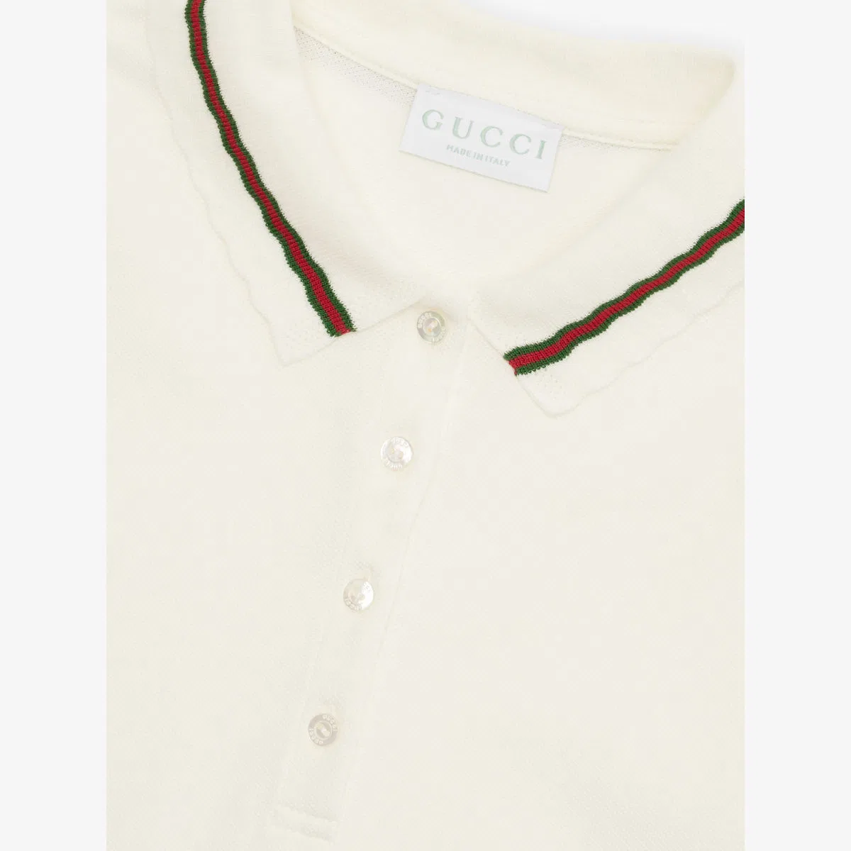 Хлопковое платье-поло с плиссировкой, 4-12 лет Gucci, белый — фото 2