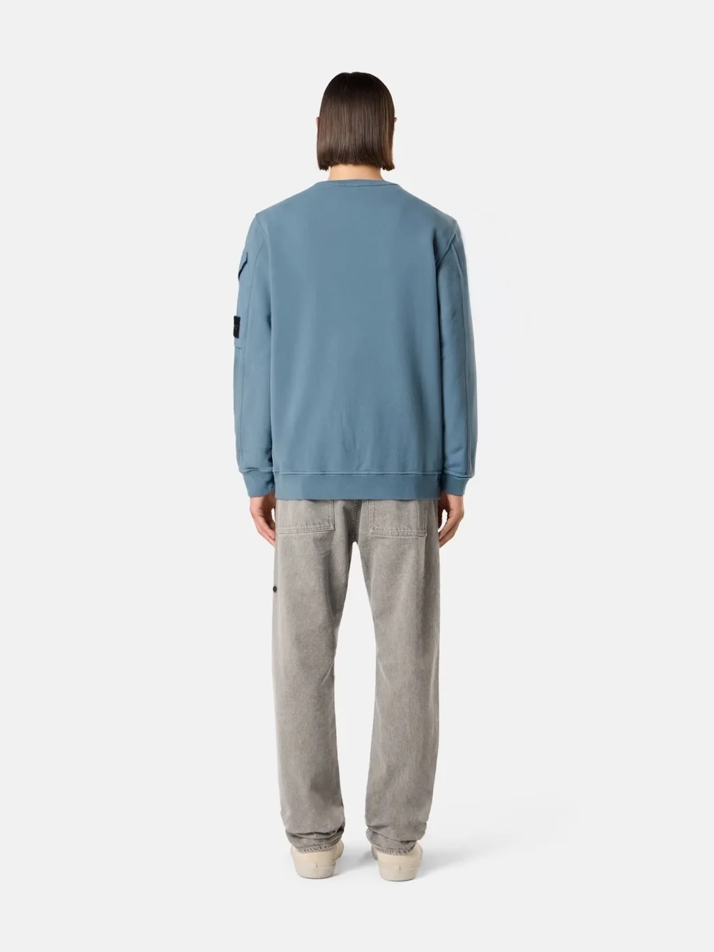 Мужской свитшот Stone Island Regular-fit Crewneck With Sleeve Pocket, стальной синий — фото 4