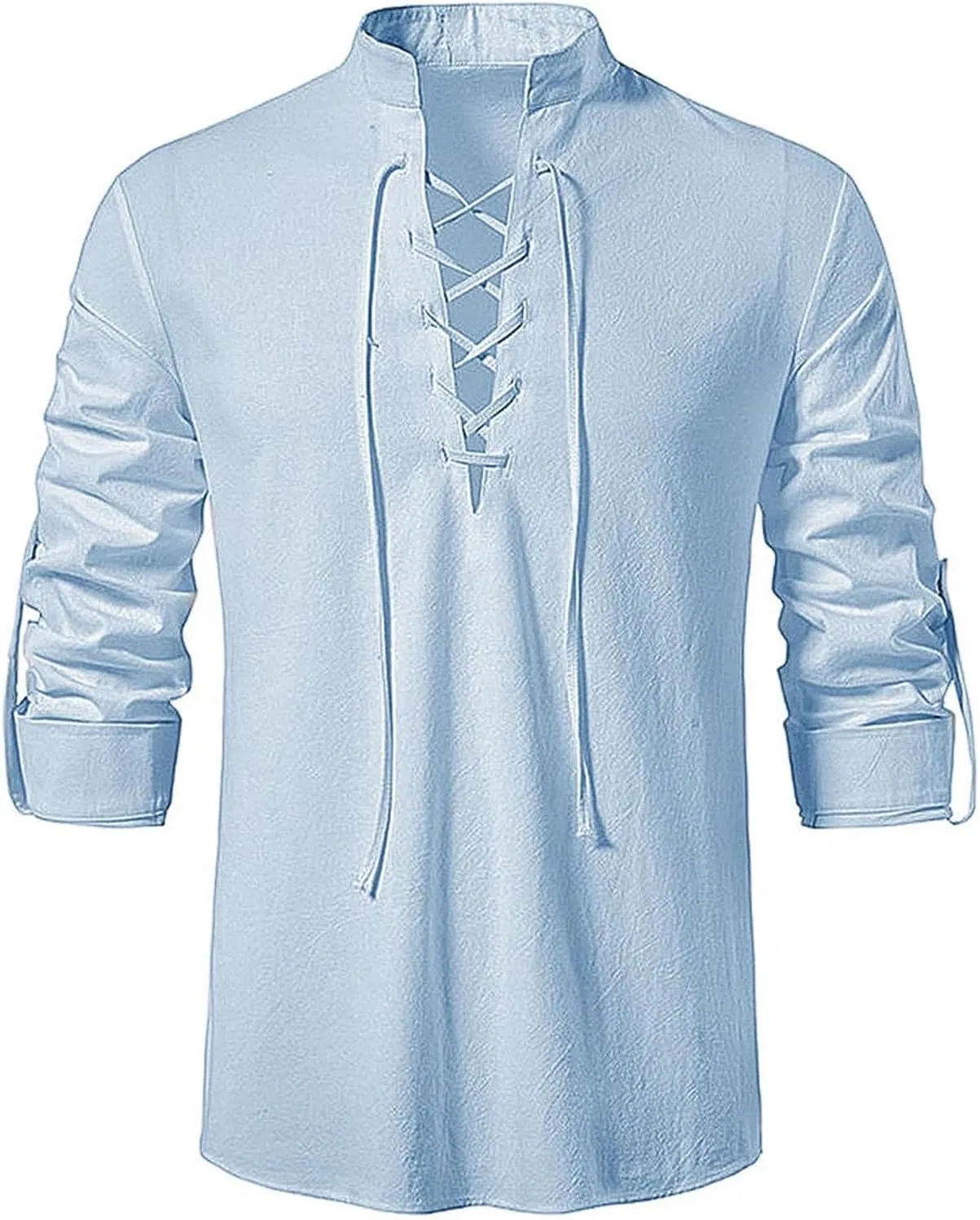 Мужская футболка с длинным рукавом из хлопка и льна Classic Fit, Navy — фото 4