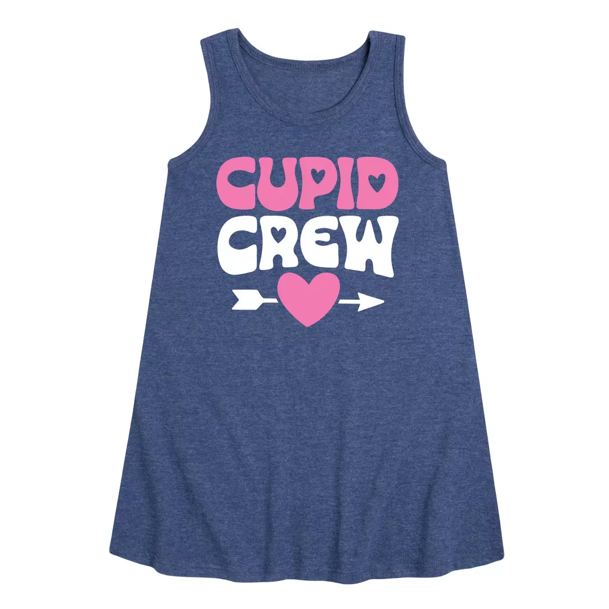 Детское платье-трапеция для девочек без рукавов Cupid Crew Instant Message, Heather Navy