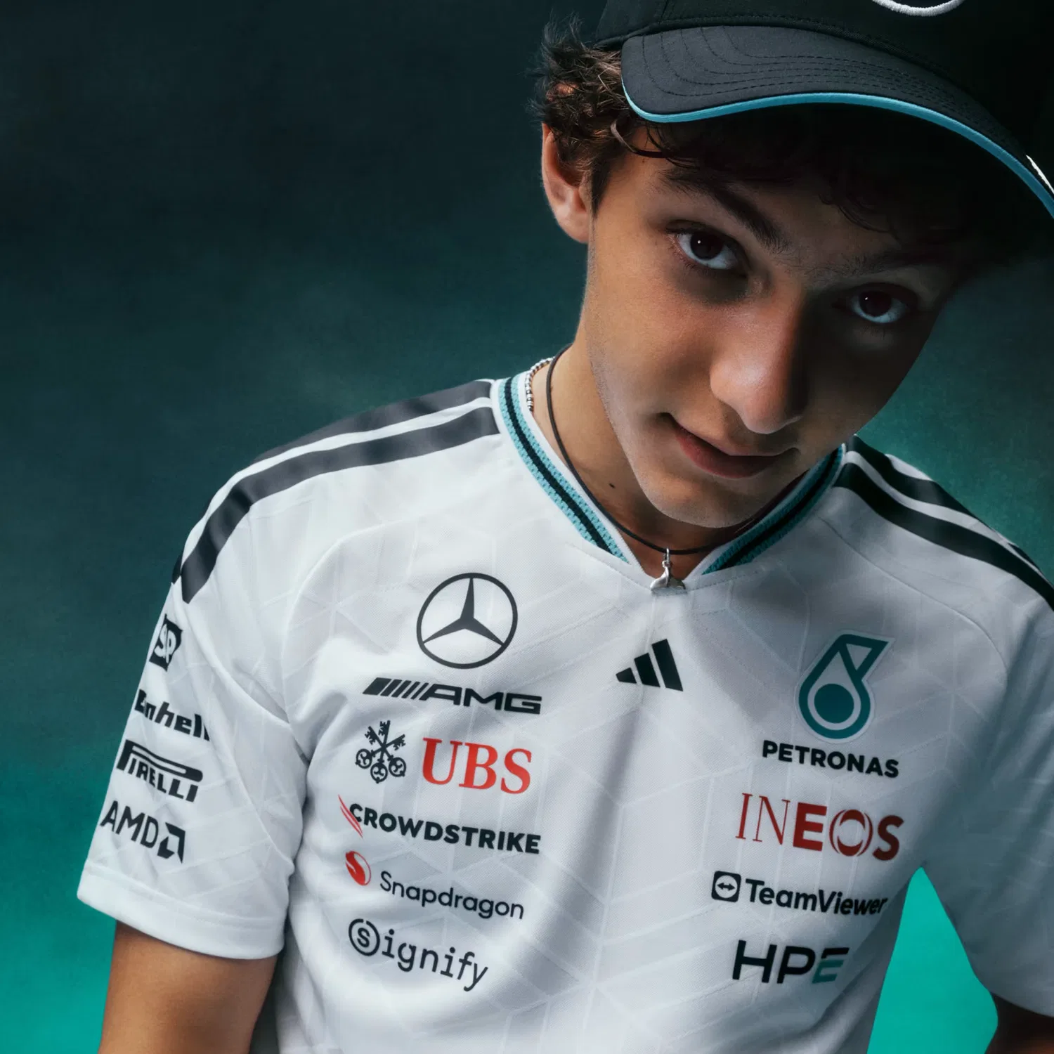 Мужская спортивная футболка с технологией Climacool Mercedes-AMG Petronas Formula 1 Team Driver Adidas Performance, белая