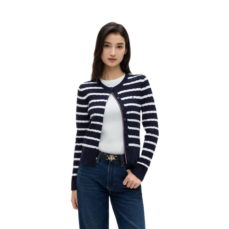 Женский свитер с полосками Tommy Hilfiger, Navy Blue White Stripes DW5