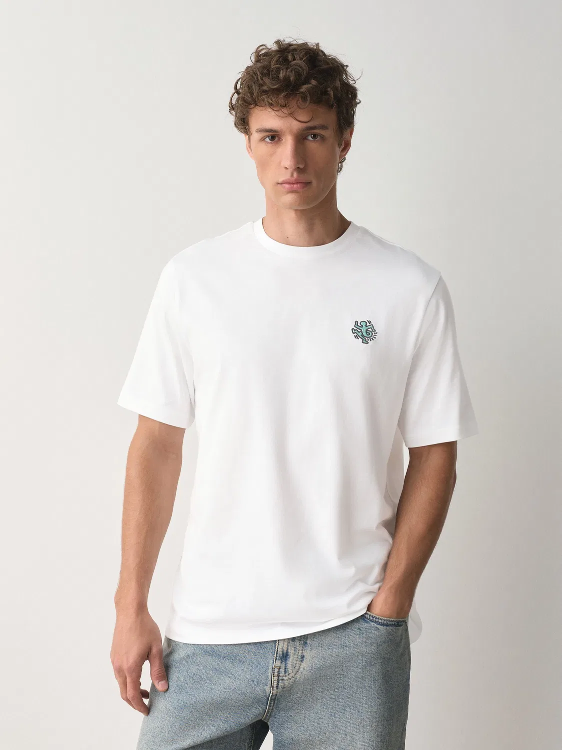 Футболка с принтом Keith Haring, Relaxed Fit Next, белая