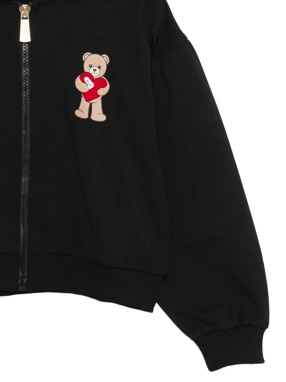 Толстовка на молнии с плюшевым мишкой Moschino Kids, черный — фото 3