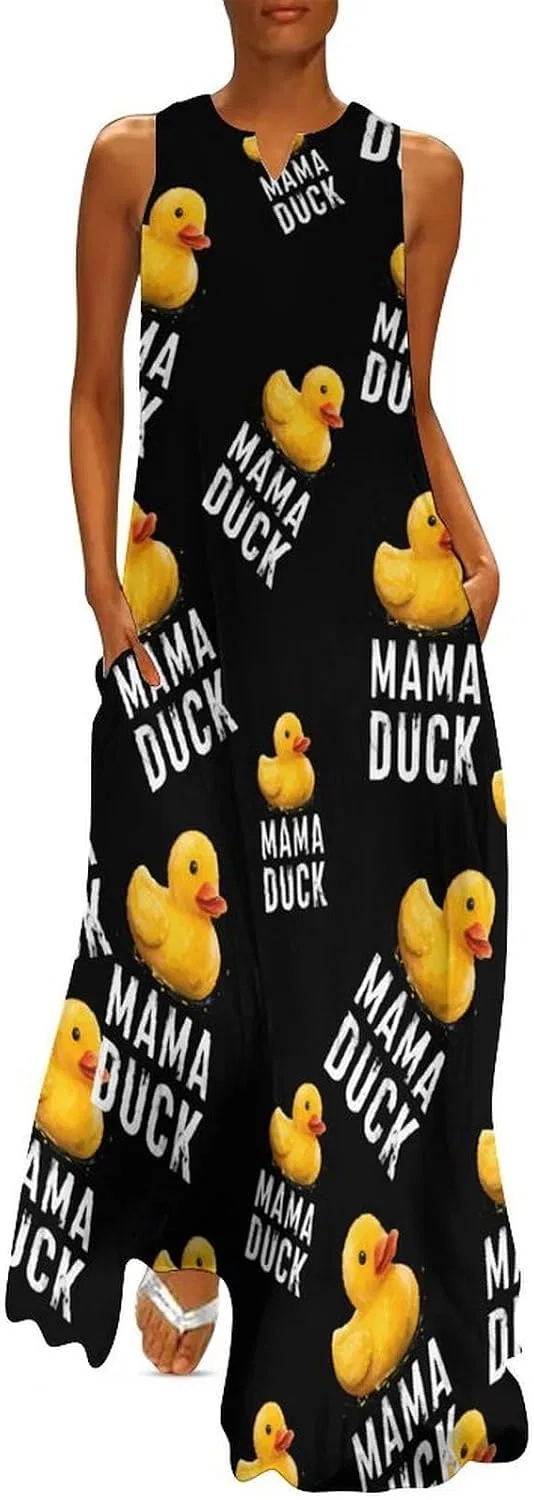 Женское повседневное платье макси с разрезом Mama Duck, Style-42
