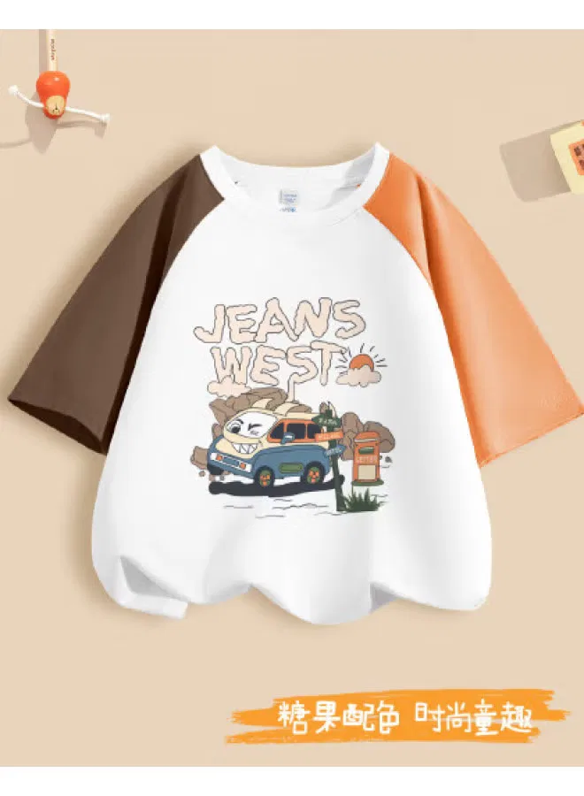 Футболка с коротким рукавом с цветоблочным принтом для мальчиков Jeanswest, оранжево-коричневый