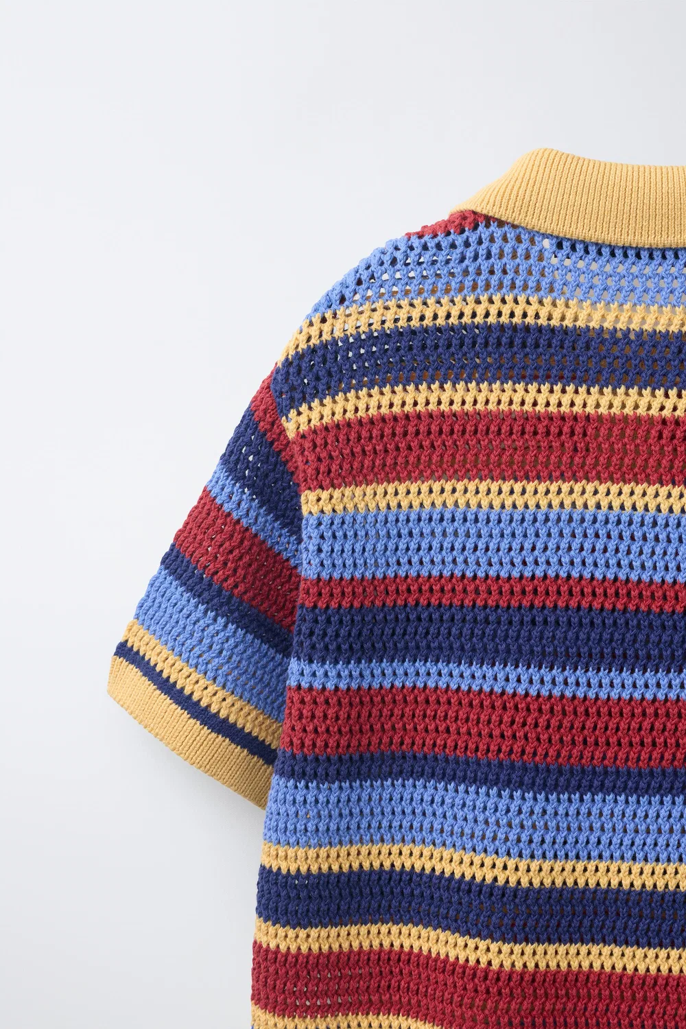 Полосатая вязаная крючком рубашка-поло ZARA, Multicoloured — фото 4