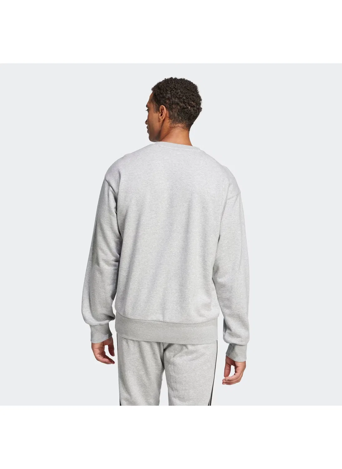 Свитшот из футера с большим логотипом Essentials Adidas, серый — фото 2