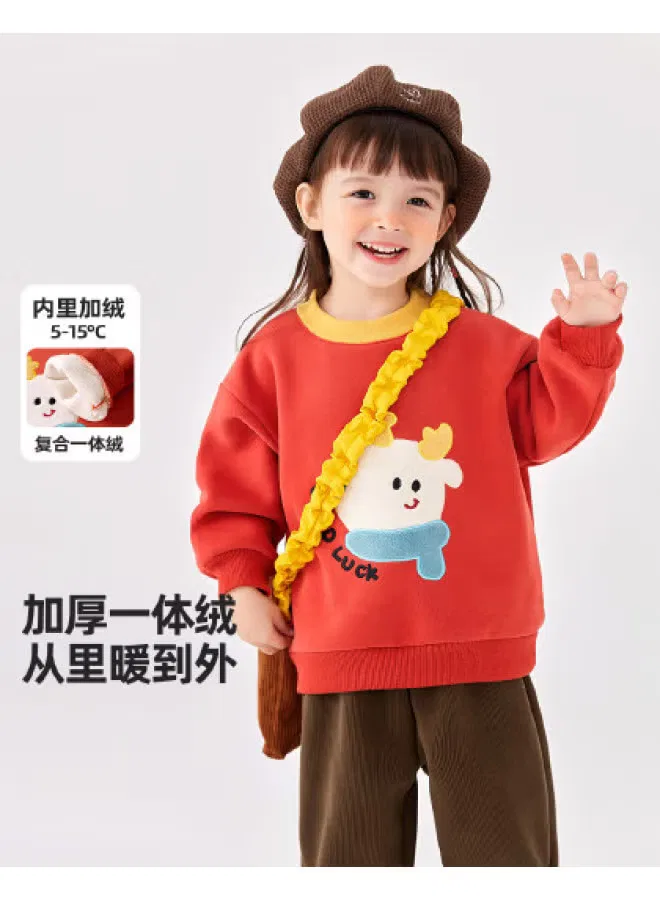 Худи с принтом зимнее детское Doodle Home, красный
