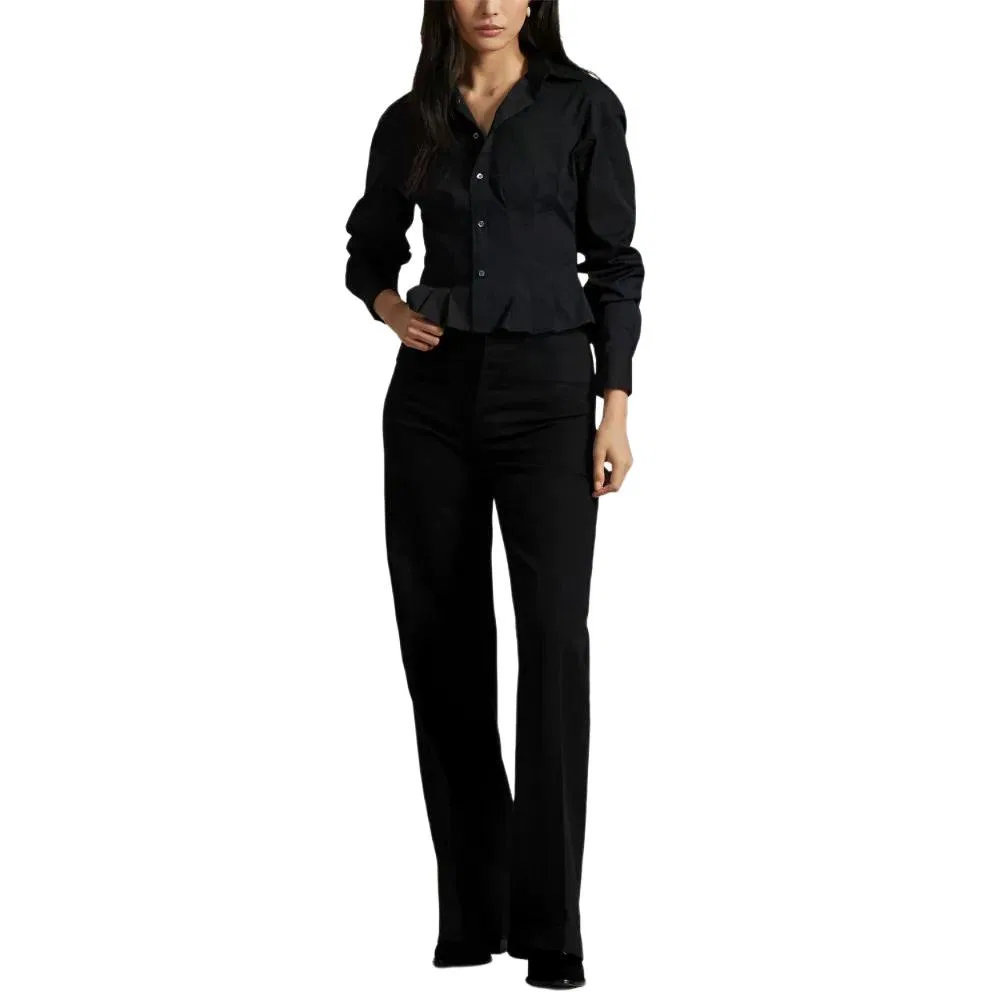 Женская рубашка с длинным рукавом в складку Polo Ralph Lauren, Black — фото 3
