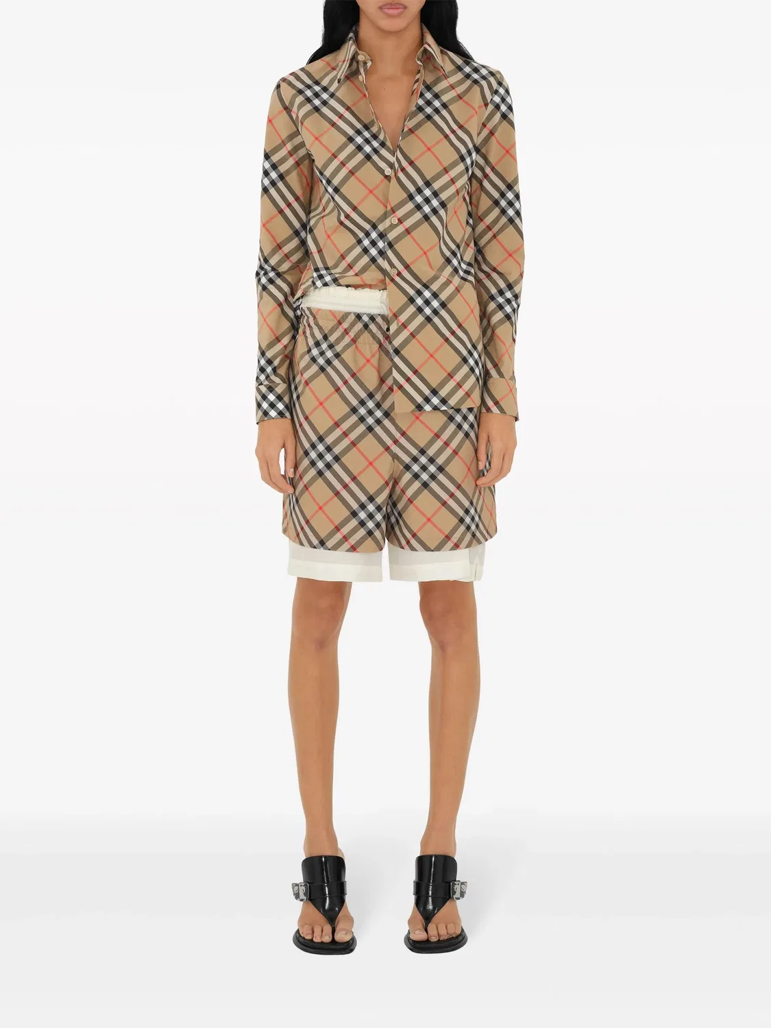 Рубашка из хлопка в клетку Burberry, нейтральный — фото 3