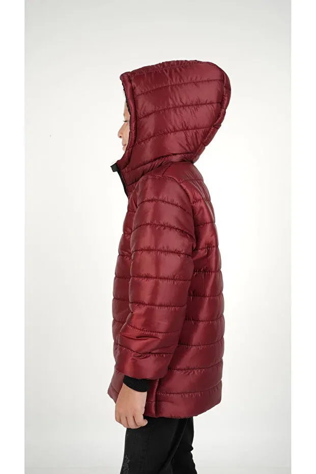 Детское пальто для девочек с капюшоном Dublino Kids, Burgundy — фото 4
