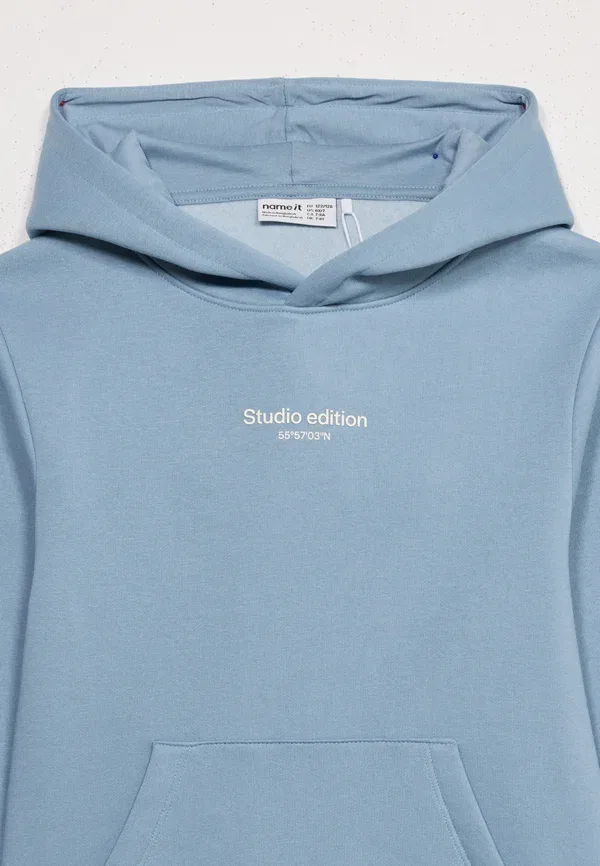 Худи с капюшоном из хлопка и полиэстера Sweat regular fit Name It, Ashly Blue, синий — фото 4