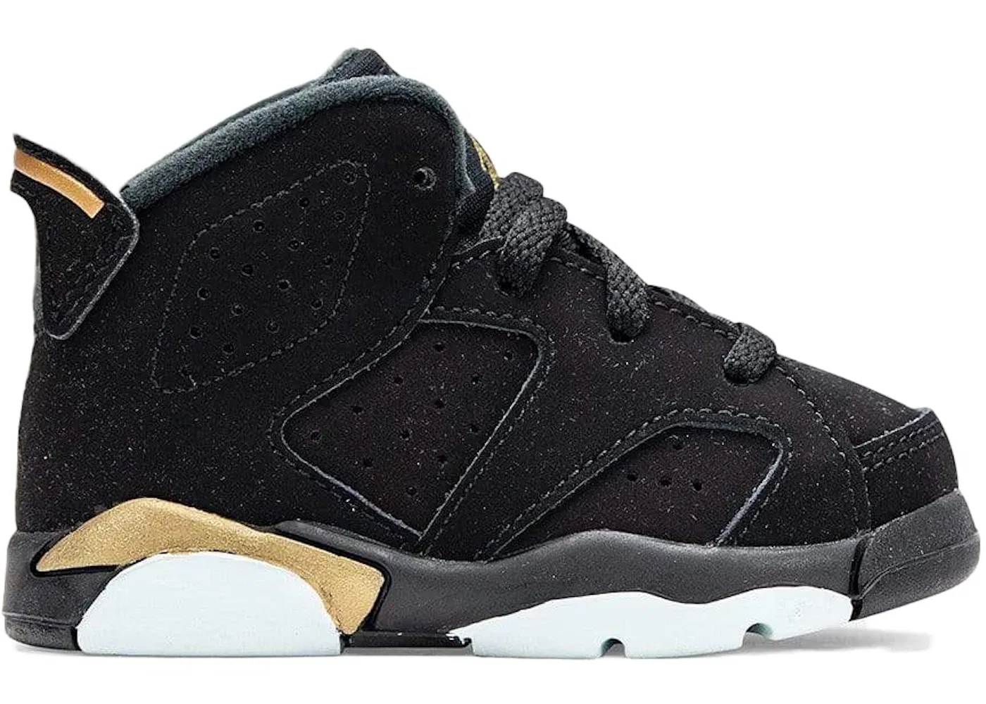 Детские кроссовки с верхом из нубука Jordan 6 Retro DMP (TD) Jordan, Black/Metallic Gold/Black