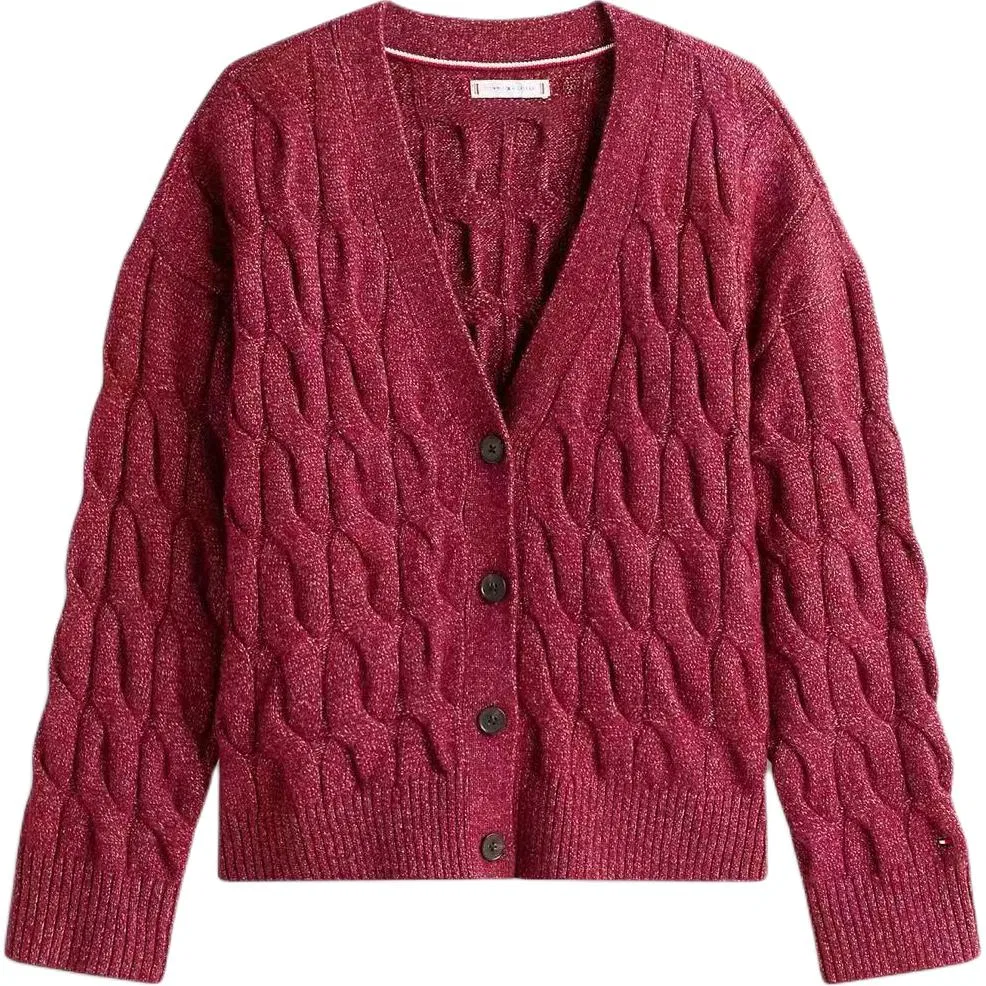Женский джемпер с V-образным вырезом Dark Red Tommy Hilfiger, Темно-красный