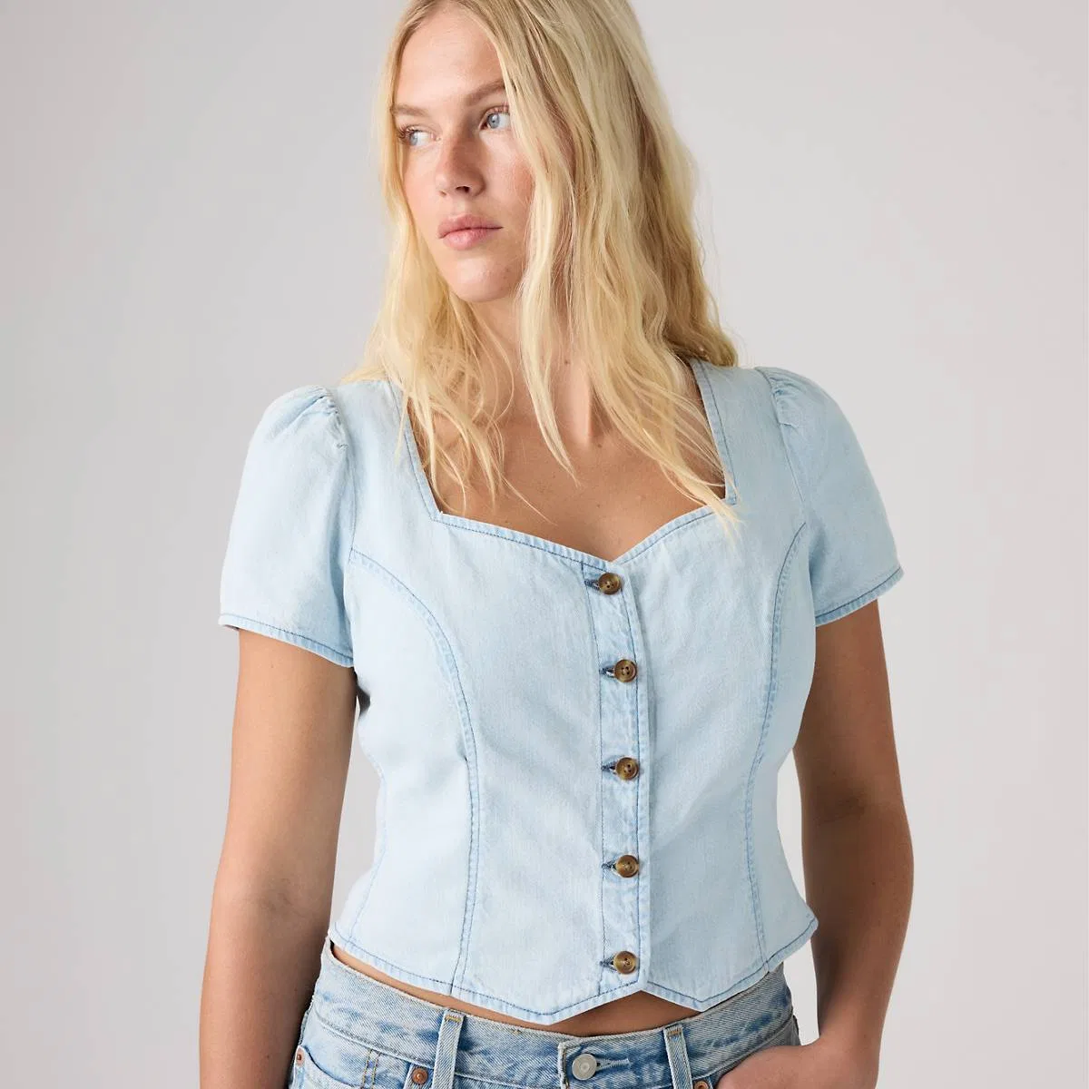 Джинсовая блузка Miette с коротким рукавом Levi's, Text Her - Blue