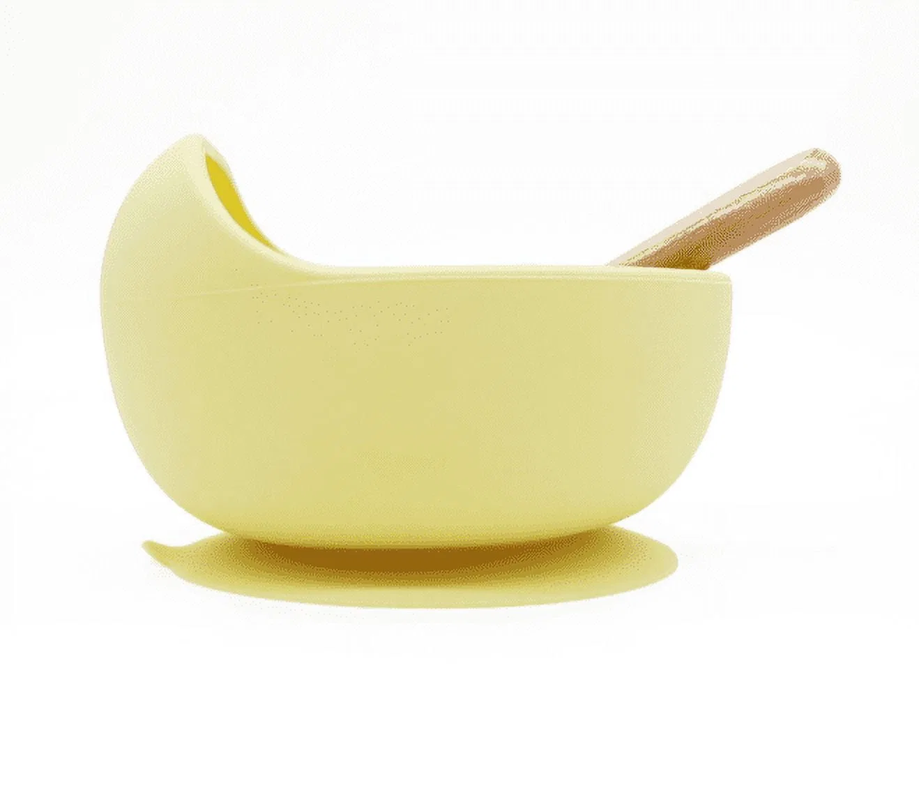 Набор детской посуды: силиконовая миска и ложка, Daintybaby, pastel yellow — фото 3