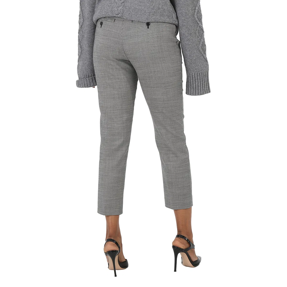 Брюки женские укороченные Check Cropped Tailored Burberry, Black — фото 4