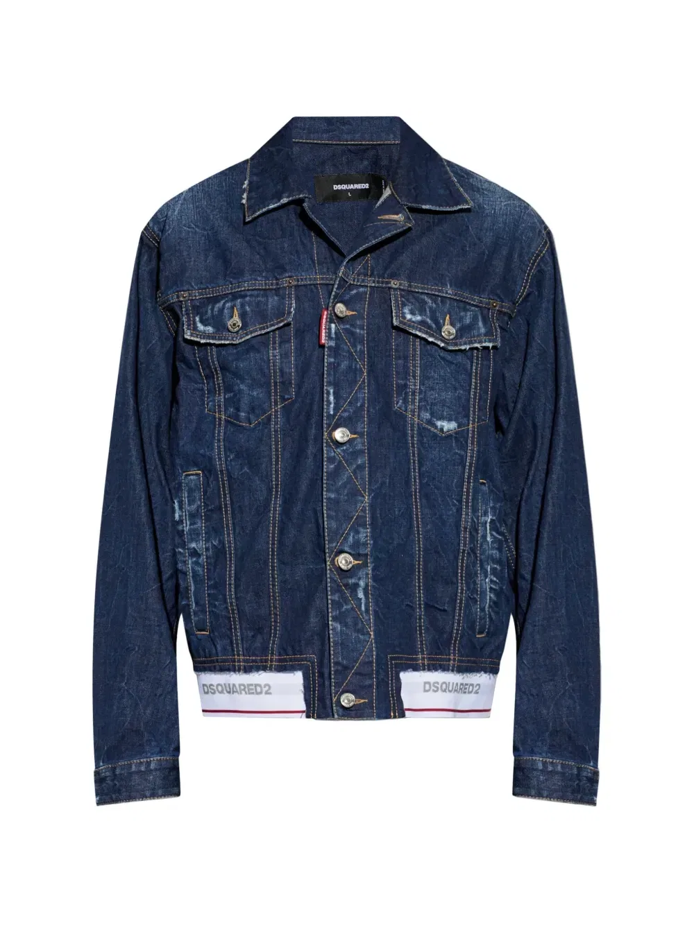 Препанная джинсовая куртка с логотипом Dsquared2, синий