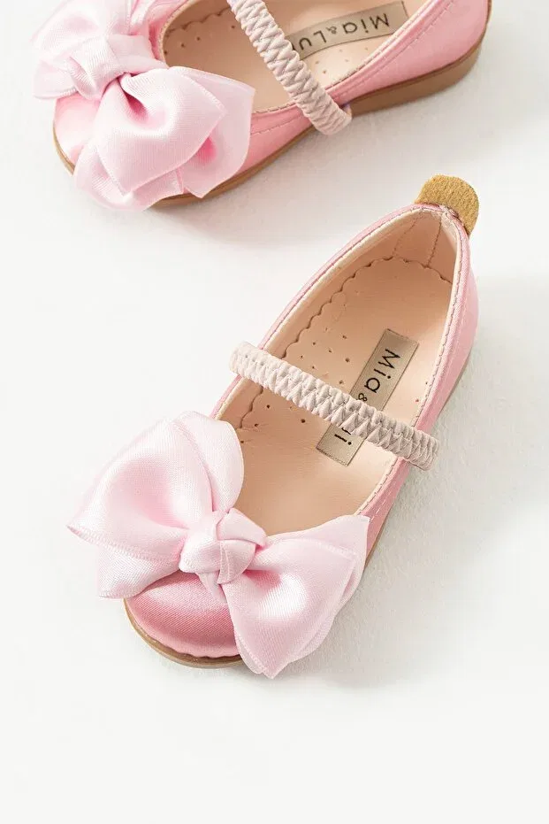 Детские балетки для девочек с бантом Stella Butik, Pink — фото 3