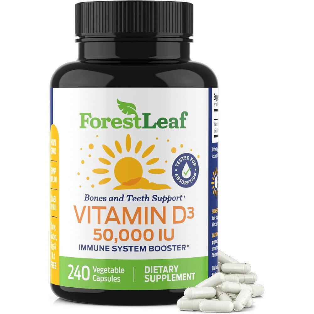 

Витамин D3 ForestLeaf Vegetable Capsules for Bones 50 000 МЕ, 240 растительных капсул