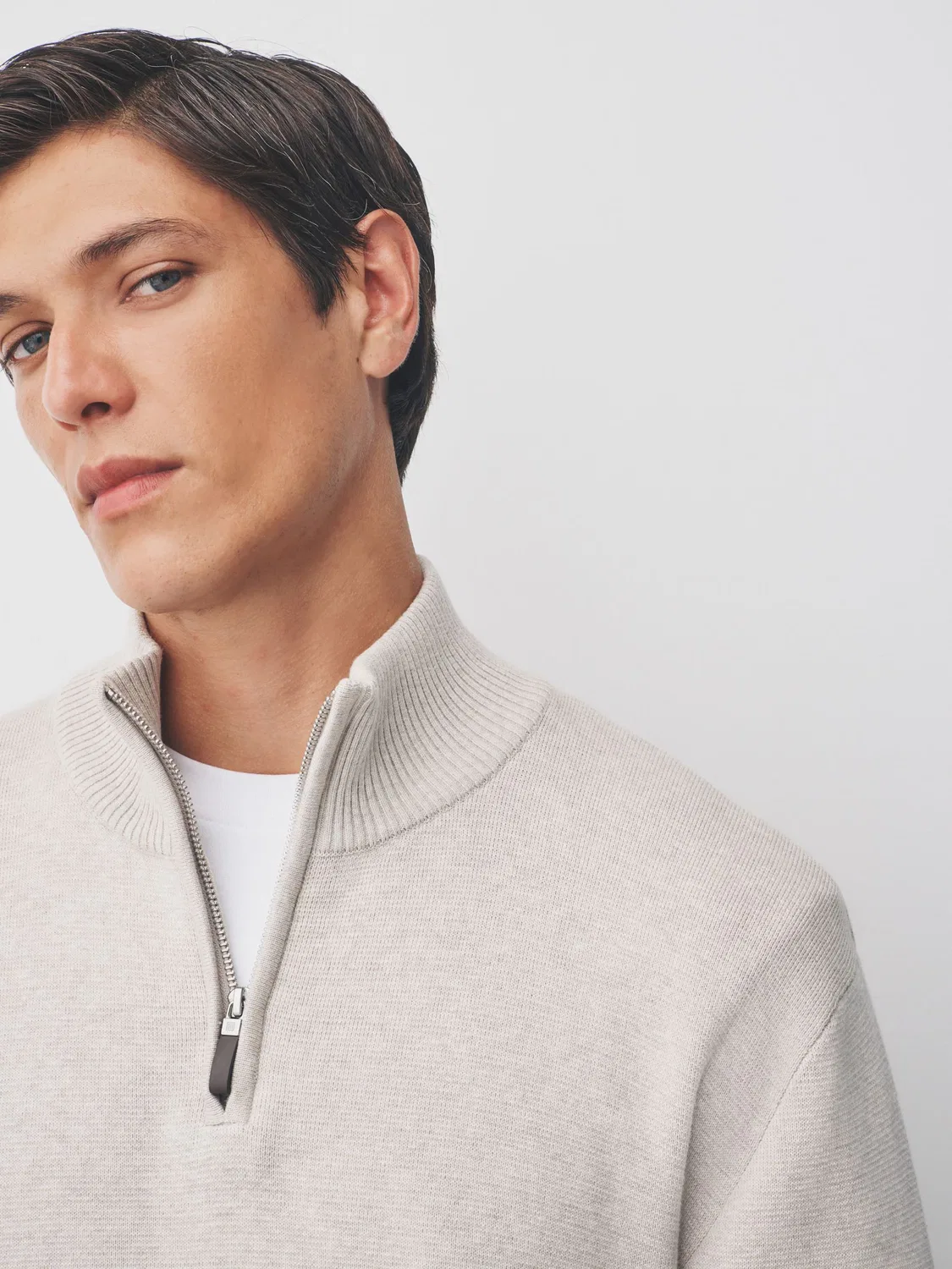 Джемпер регулярный, Милано-вязание, Quarter Zip Jumper Next, овсяный — фото 4