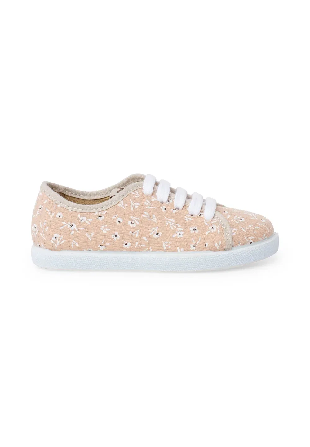 Zapatillas cordones niña flores - кроссовки Pisamonas, Beige