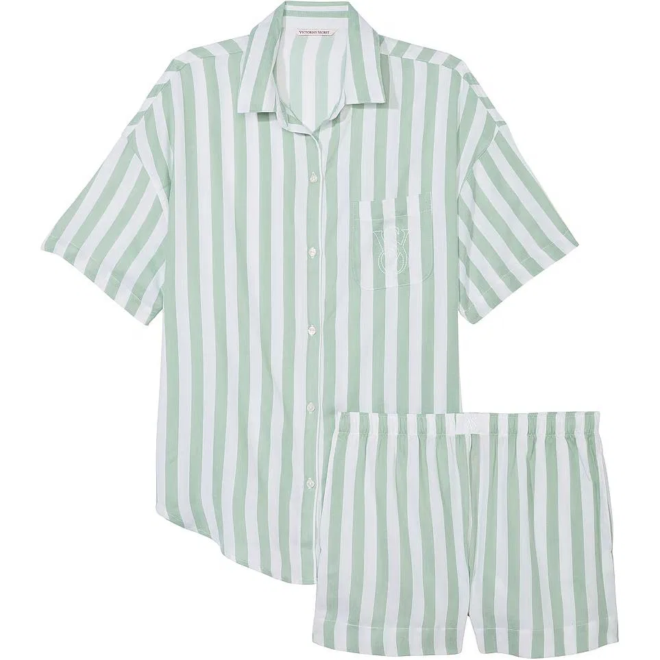 Женская пижама с длинным рукавом Maris Sal Green Stripes Pattern Victoria's Secret, Maris Sal Green Stripes Pattern
