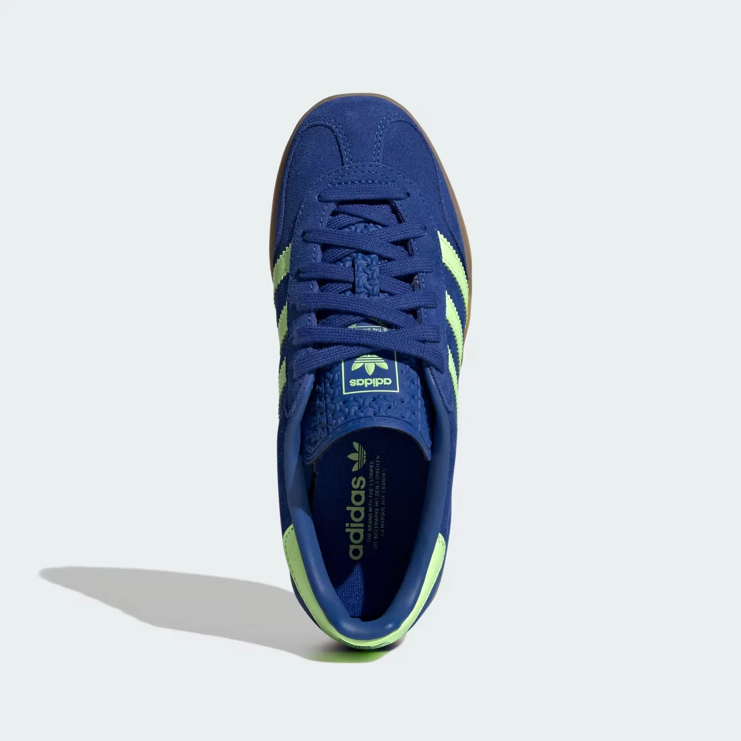 Детские кроссовки на шнуровке Gazelle Indoor Adidas Originals, королевский синий/зеленый/золотистый — фото 2