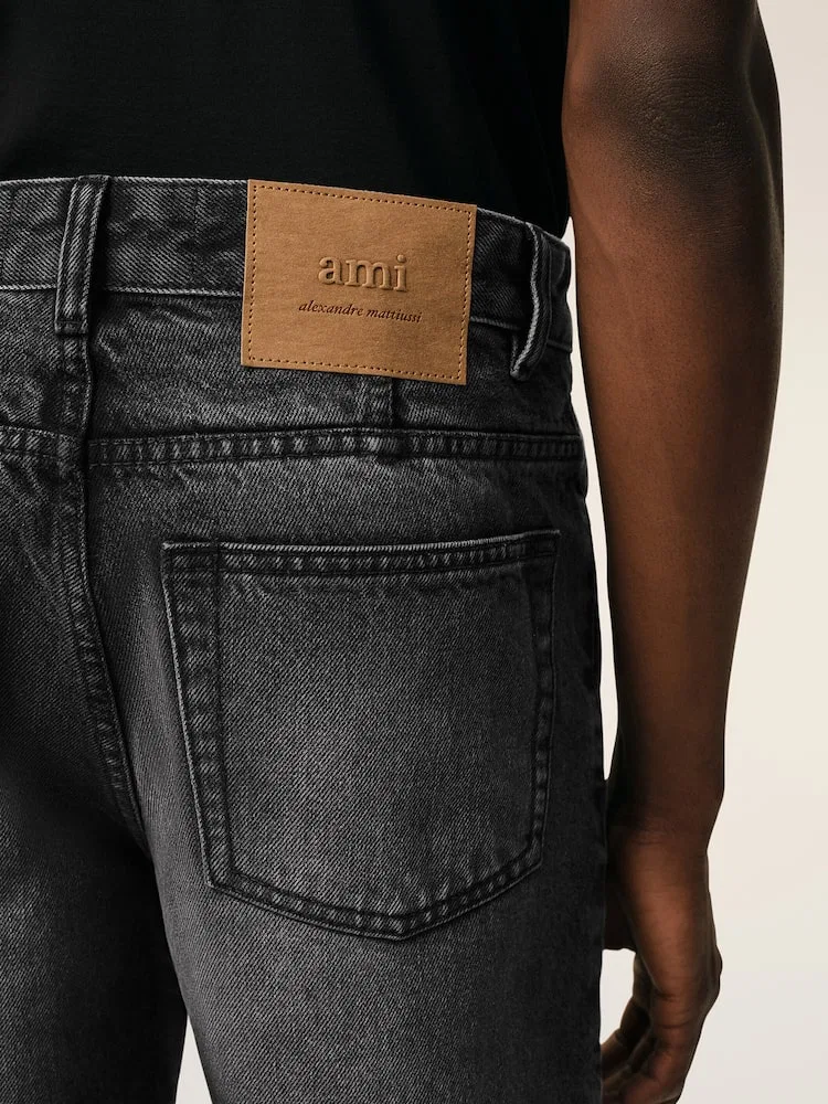 Джинсы зауженные Tapered Fit, Noir Used AMI PARIS, Black — фото 4