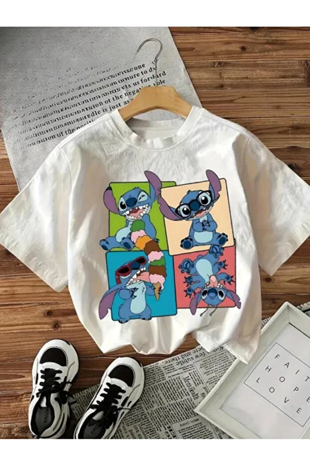 Детская футболка с принтом Unisex Character Stitch Baxia, White