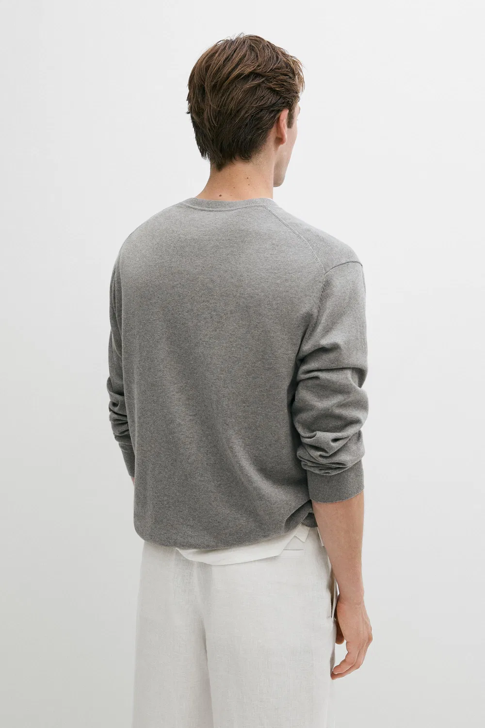 Свитер Massimo Dutti Cotton Blend Knit, антрацитово-серый — фото 4
